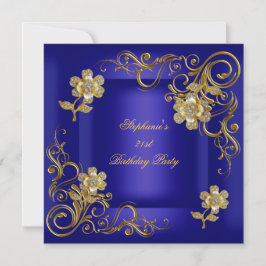 21. Geburtstag Party Royal Blue Diamond Einladung