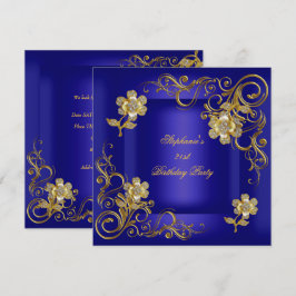 21. Geburtstag Party Royal Blue Diamond Einladung