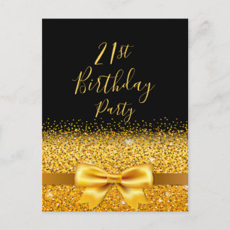 21. Geburtstag Party Schwarzer Goldbogen Einladung Postkarte