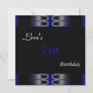 21. Geburtstag Party Schwarzes Blau Einladung Mens