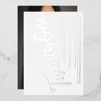 21. Geburtstag Party silber auf weiß Folieneinladung