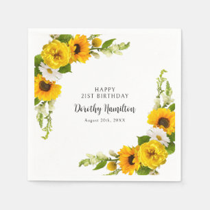 21. Geburtstag Party Sonnenblumen Daisy Custom Serviette