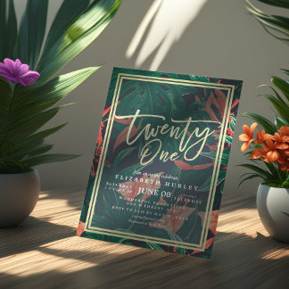 21. Geburtstag Party Tropische Blume Einladung
