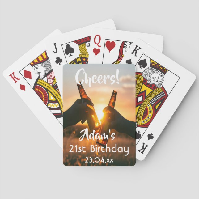 21. Geburtstag Party Typ jubeln Bier Spielkarten (Rückseite)