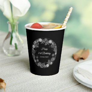 21. Geburtstag Party Winterwonderland Schneeflocke Pappbecher