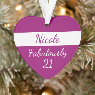 21. Geburtstag personalisieren Fabulous 21 rosa Ornament