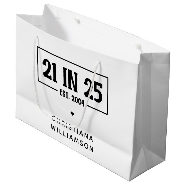 21. Geburtstag personalisiert 21. Est 2004 Große Geschenktüte (Vorderseite Schrägansicht)