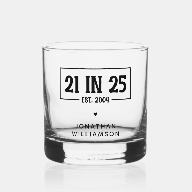 21. Geburtstag personalisiert 21. Est 2004 Whiskyglas (Vorderseite)