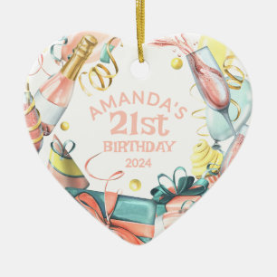 21. Geburtstag Personalisierter Name Jahr Mädchen  Keramik Ornament