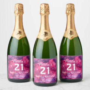 21. Geburtstag Pink bis Black Watercolor Champagne