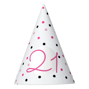 21. Geburtstag Pink Festive Polka Dots Partyhütchen