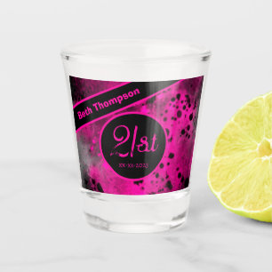 21. Geburtstag Pink Paint Spritzer Shot glass Schnapsglas
