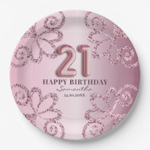 21. Geburtstag Pink Princess Glitzer Ballon Script
