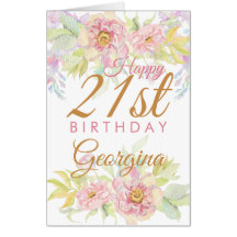 21. Geburtstag Pink Rose Floral BIG Card
