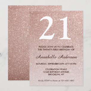 21. Geburtstag Pink Rose Gold Glitzer Sparkle Ombr Einladung