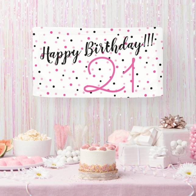 21. Geburtstag PINK Thema Happy Birthday Party Banner (Party)