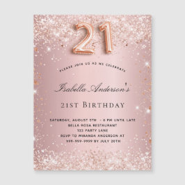 21. Geburtstag Rosa Rosa Rosa-Magnet Einladung