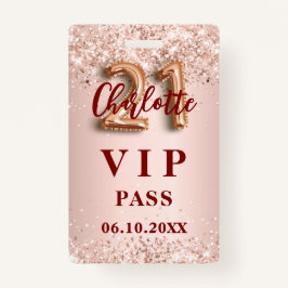 21. Geburtstag Rose Gold Vip Party Pass Ausweis