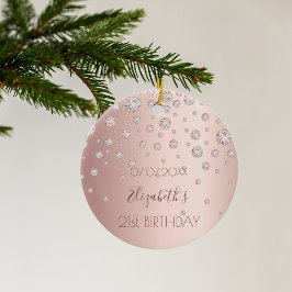 21. Geburtstag Rose Golddiamanten funkeln 21 Keramik Ornament