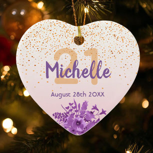 21. Geburtstag Rose goldfarbene Rosa Floralnamen Keramik Ornament