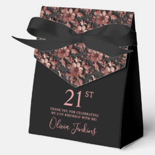 21. Geburtstag Roségold Florales Dankeschön Geschenkschachtel