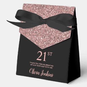 21. Geburtstag Roségold Glitter Dankeschön Geschenkschachtel