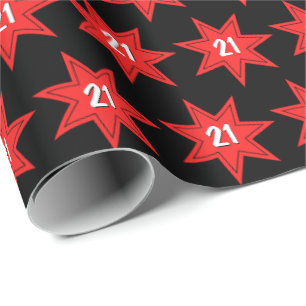 21. Geburtstag Roter Stern Geschenkpapier