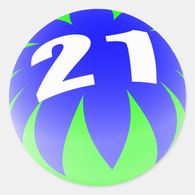 21. Geburtstag Runder Aufkleber (Vorderseite)