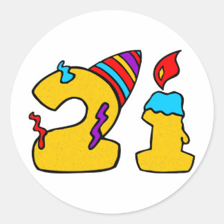 21. Geburtstag Runder Aufkleber