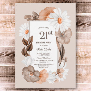 21. Geburtstag Rustic Boho Floral Party Einladung
