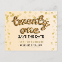 21. Geburtstag Save the Date Gold Balloons Glitzer