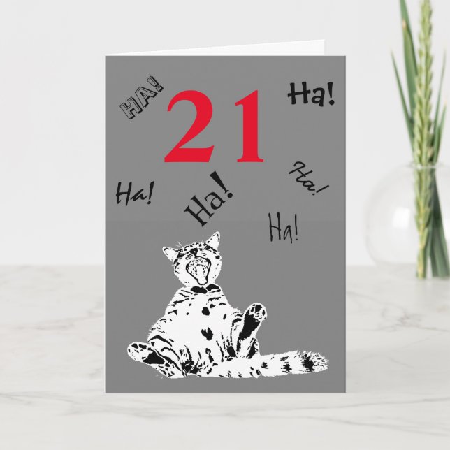 21. Geburtstag Schöne Katze für Männchen Karte (Vorderseite)