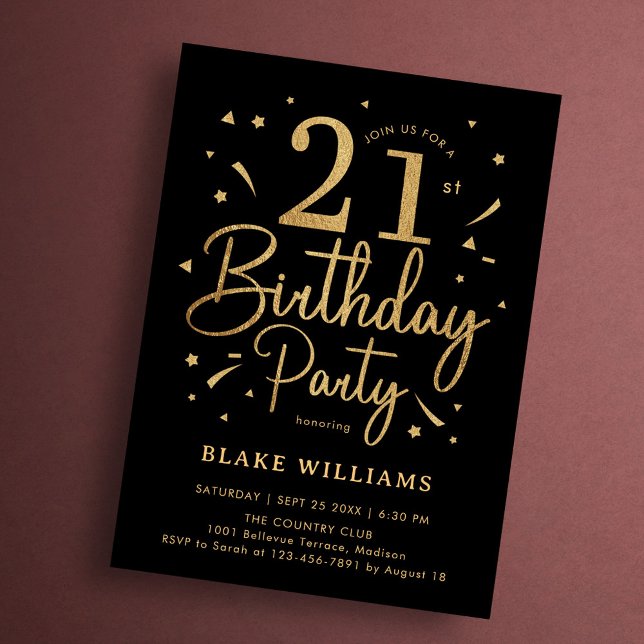 21. Geburtstag Schwarz Gold Einladung (Von Creator hochgeladen)