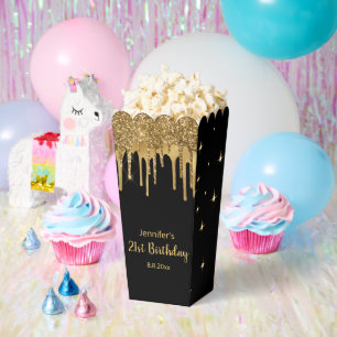 21. Geburtstag schwarz golden tropfen Glitzer Geschenkschachtel