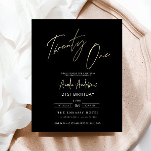 21. Geburtstag: Schwarz und Gold Script