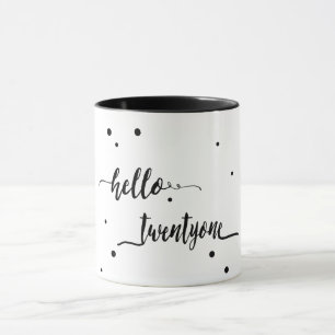 21. Geburtstag Schwarz-weiße Typografie Tasse