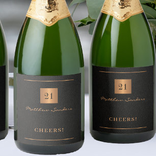 21. Geburtstag schwarzes Gold einfache elegante Be
