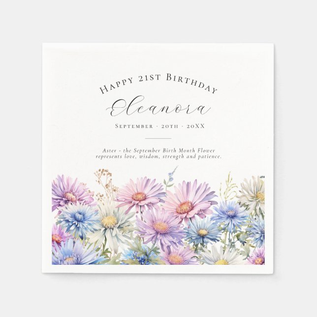 21. Geburtstag September Geburtstagsblume individu Serviette (Vorderseite)