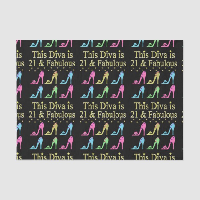 21. GEBURTSTAG SHOE QUEEN DESIGN SEIDENPAPIER (Vorderseite)