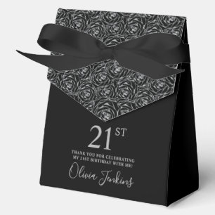 21. Geburtstag Silber Glitter Rosen Danke Geschenkschachtel