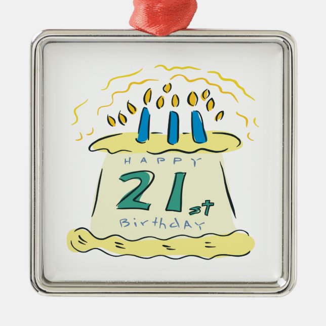 21. Geburtstag Silbernes Ornament (Vorne)