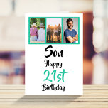 21. Geburtstag Son Green Modern Foto Collage Karte<br><div class="desc">Legen Sie ein Lächeln auf das Gesicht mit dieser personalisierten 3-Foto Collage 21. Geburtstagskarte für Ihren Sohn. - Klicken Sie einfach, um dieses Design 🔥 Meine Versprechen zu personalisieren - Dieses Design ist einzigartig und ist mit Ihnen im Hinterkopf 🙏 Danke, dass Sie mein kleines Unternehmen unterstützt haben - Wenn...</div>