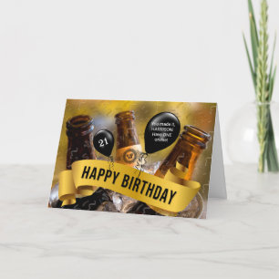 21. Geburtstag Sonniger Biereimer mit Namen Karte
