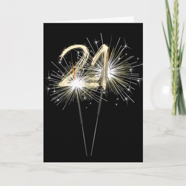 21. Geburtstag Sparklers Karte (Vorderseite)