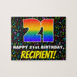 21. Geburtstag — Spaß, farbenfrohe Musiksymbole & Puzzle