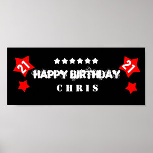 21. Geburtstag Star Banner Individuelle Name V21S Poster
