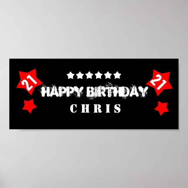 21. Geburtstag Star Banner Individuelle Name V21S  Poster (Vorne)