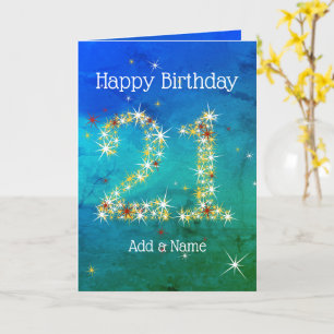 21. Geburtstag - Startnummer - Blau grün - Alter 2 Karte