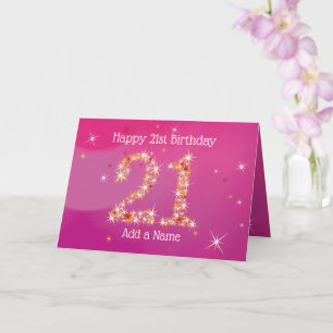 21. Geburtstag - Startnummern - Rosa - Alter 21 Ka Karte