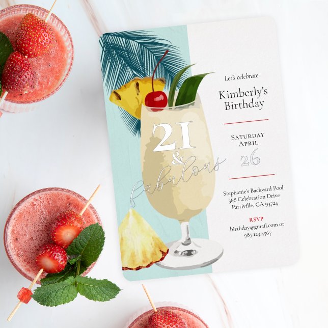 21. Geburtstag Summer Green Cocktail Party Folieneinladung (Von Creator hochgeladen)